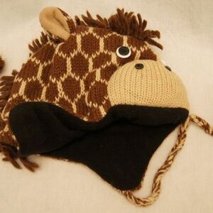Knitwits Warm Lined Wool Knit Pilot Ski Hat Animal Giraffe Beanie Kids